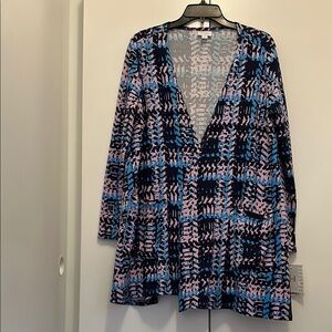 NWT LuLaRoe Multicolored Print Lightweight Sweater Open Front Cardigan